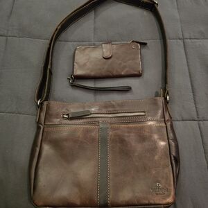 Wild West Leather Crossbody Bag With Matching Wristlet